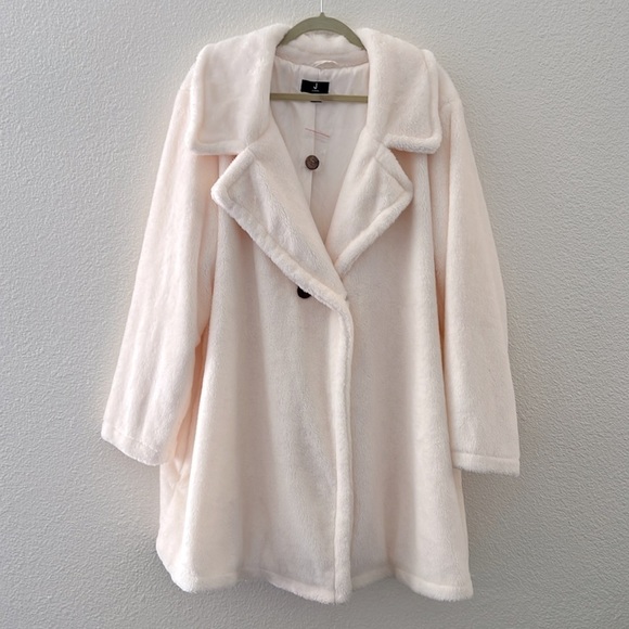 JASON WU • Women's Plus Size White Teddy Coat Winter Jacket - Picture 10 of 14